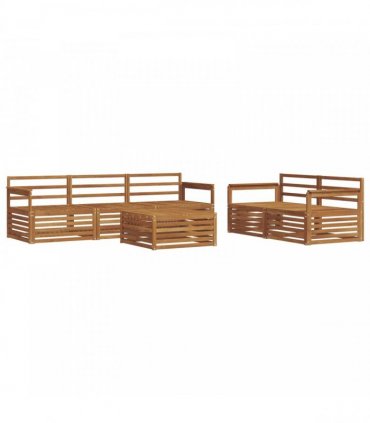 vidaXL Outdoor Sofa Set 6 pcs 5-Seaters Natural Solid Acacia Wood