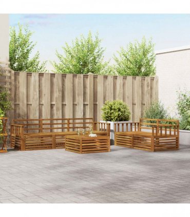 vidaXL Outdoor Sofa Set 6 pcs 5-Seaters Natural Solid Acacia Wood