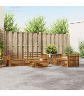 vidaXL Outdoor Sofa Set 6 pcs 5-Seaters Natural Solid Acacia Wood
