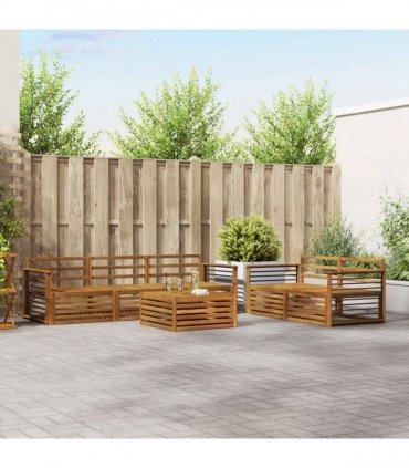 vidaXL Outdoor Sofa Set 6 pcs 5-Seaters Natural Solid Acacia Wood