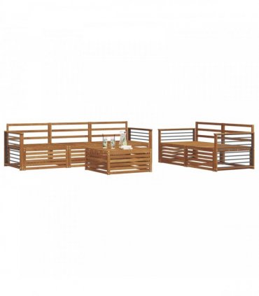 vidaXL Outdoor Sofa Set 6 pcs 5-Seaters Natural Solid Acacia Wood