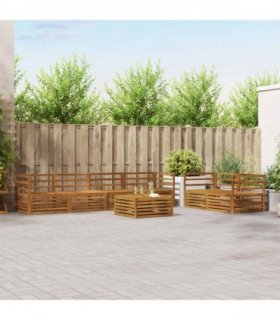 vidaXL Outdoor Sofa Set 7 pcs 6-Seaters Natural Solid Acacia Wood