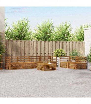 vidaXL Outdoor Sofa Set 7 pcs 6-Seaters Natural Solid Acacia Wood