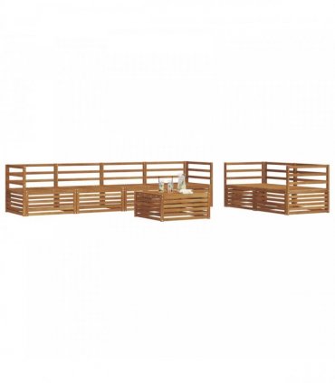 vidaXL Outdoor Sofa Set 7 pcs 6-Seaters Natural Solid Acacia Wood