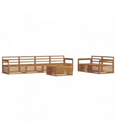 vidaXL Outdoor Sofa Set 7 pcs 6-Seaters Natural Solid Acacia Wood