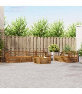vidaXL Outdoor Sofa Set 7 pcs 6-Seaters Natural Solid Acacia Wood