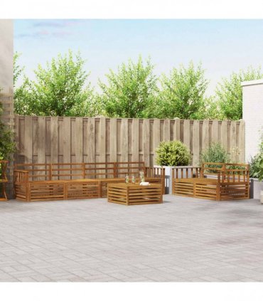 vidaXL Outdoor Sofa Set 7 pcs 6-Seaters Natural Solid Acacia Wood