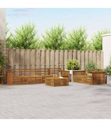 vidaXL Outdoor Sofa Set 7 pcs 6-Seaters Natural Solid Acacia Wood