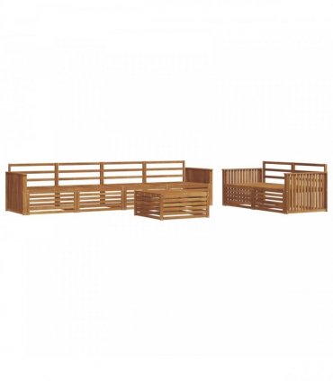 vidaXL Outdoor Sofa Set 7 pcs 6-Seaters Natural Solid Acacia Wood