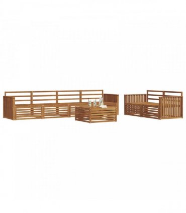 vidaXL Outdoor Sofa Set 7 pcs 6-Seaters Natural Solid Acacia Wood
