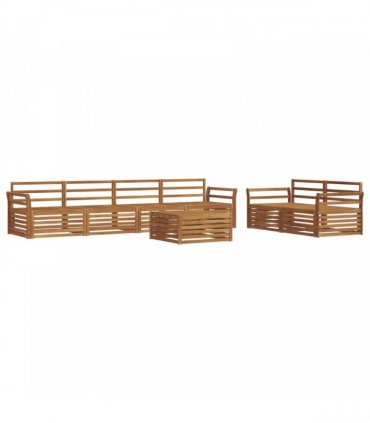 vidaXL Outdoor Sofa Set 7 pcs 6-Seaters Natural Solid Acacia Wood