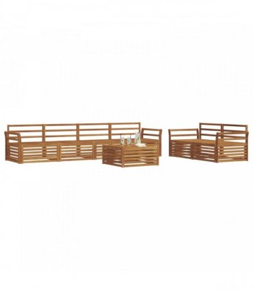 vidaXL Outdoor Sofa Set 7 pcs 6-Seaters Natural Solid Acacia Wood