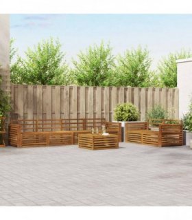 vidaXL Outdoor Sofa Set 7 pcs 6-Seaters Natural Solid Acacia Wood