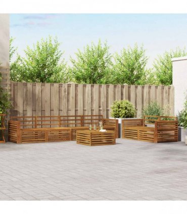 vidaXL Outdoor Sofa Set 7 pcs 6-Seaters Natural Solid Acacia Wood