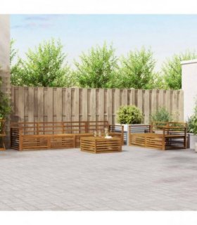 vidaXL Outdoor Sofa Set 7 pcs 6-Seaters Natural Solid Acacia Wood