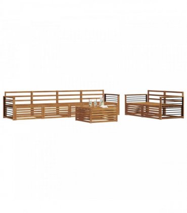 vidaXL Outdoor Sofa Set 7 pcs 6-Seaters Natural Solid Acacia Wood