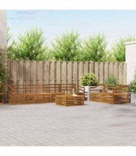 vidaXL Outdoor Sofa Set 7 pcs 6-Seaters Natural Solid Acacia Wood