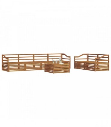 vidaXL Outdoor Sofa Set 7 pcs 6-Seaters Natural Solid Acacia Wood