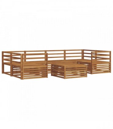 vidaXL Outdoor Sofa Set 7 pcs 6-Seaters Natural Solid Acacia Wood