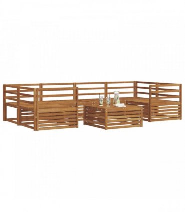 vidaXL Outdoor Sofa Set 7 pcs 6-Seaters Natural Solid Acacia Wood