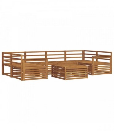 vidaXL Outdoor Sofa Set 7 pcs 6-Seaters Natural Solid Acacia Wood