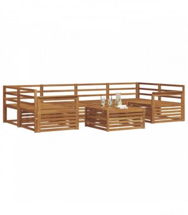 vidaXL Outdoor Sofa Set 7 pcs 6-Seaters Natural Solid Acacia Wood