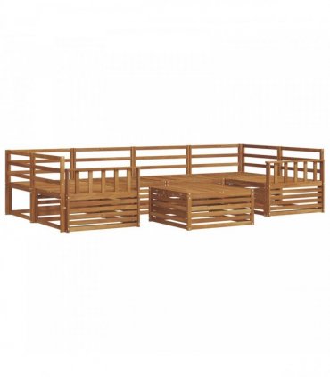 vidaXL Outdoor Sofa Set 7 pcs 6-Seaters Natural Solid Acacia Wood