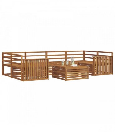 vidaXL Outdoor Sofa Set 7 pcs 6-Seaters Natural Solid Acacia Wood