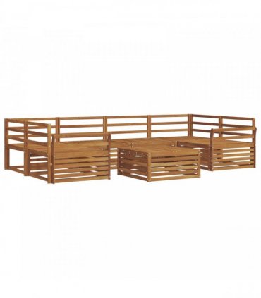 vidaXL Outdoor Sofa Set 7 pcs 6-Seaters Natural Solid Acacia Wood