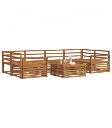 vidaXL Outdoor Sofa Set 7 pcs 6-Seaters Natural Solid Acacia Wood
