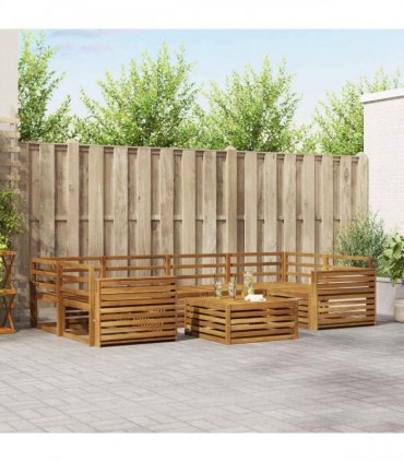 vidaXL Outdoor Sofa Set 7 pcs 6-Seaters Natural Solid Acacia Wood