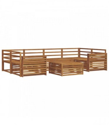 vidaXL Outdoor Sofa Set 7 pcs 6-Seaters Natural Solid Acacia Wood