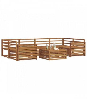 vidaXL Outdoor Sofa Set 7 pcs 6-Seaters Natural Solid Acacia Wood