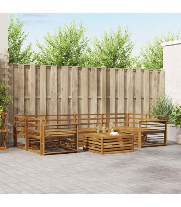vidaXL Outdoor Sofa Set 7 pcs 6-Seaters Natural Solid Acacia Wood