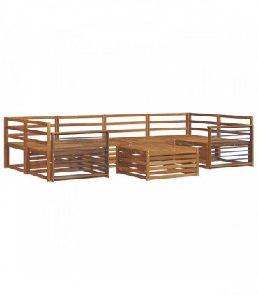 vidaXL Outdoor Sofa Set 7 pcs 6-Seaters Natural Solid Acacia Wood