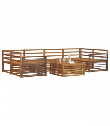 vidaXL Outdoor Sofa Set 7 pcs 6-Seaters Natural Solid Acacia Wood