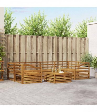 vidaXL Outdoor Sofa Set 7 pcs 6-Seaters Natural Solid Acacia Wood