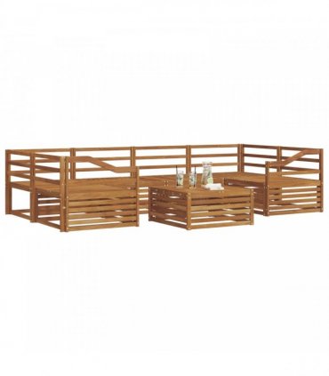 vidaXL Outdoor Sofa Set 7 pcs 6-Seaters Natural Solid Acacia Wood