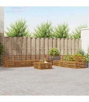 vidaXL Outdoor Sofa Set 8 pcs 7-Seaters Natural Solid Acacia Wood