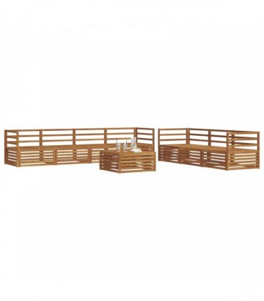 vidaXL Outdoor Sofa Set 8 pcs 7-Seaters Natural Solid Acacia Wood
