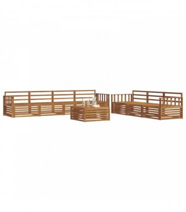 vidaXL Outdoor Sofa Set 8 pcs 7-Seaters Natural Solid Acacia Wood