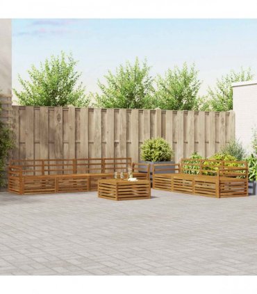 vidaXL Outdoor Sofa Set 8 pcs 7-Seaters Natural Solid Acacia Wood