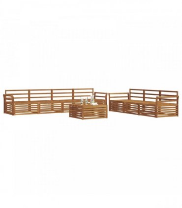 vidaXL Outdoor Sofa Set 8 pcs 7-Seaters Natural Solid Acacia Wood