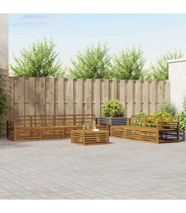 vidaXL Outdoor Sofa Set 8 pcs 7-Seaters Natural Solid Acacia Wood