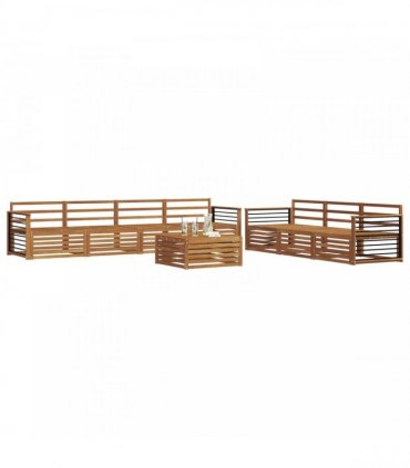 vidaXL Outdoor Sofa Set 8 pcs 7-Seaters Natural Solid Acacia Wood