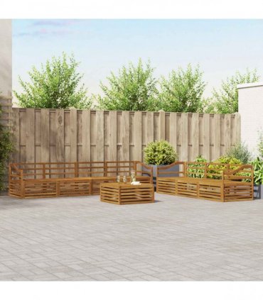 vidaXL Outdoor Sofa Set 8 pcs 7-Seaters Natural Solid Acacia Wood