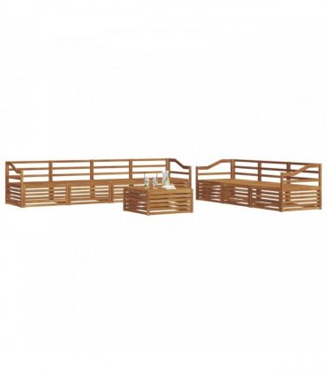 vidaXL Outdoor Sofa Set 8 pcs 7-Seaters Natural Solid Acacia Wood