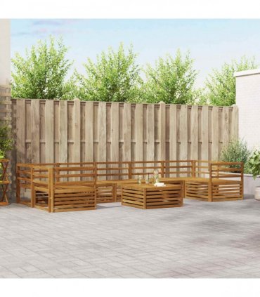 vidaXL Outdoor Sofa Set 8 pcs 7-Seaters Natural Solid Acacia Wood