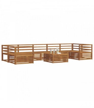 vidaXL Outdoor Sofa Set 8 pcs 7-Seaters Natural Solid Acacia Wood