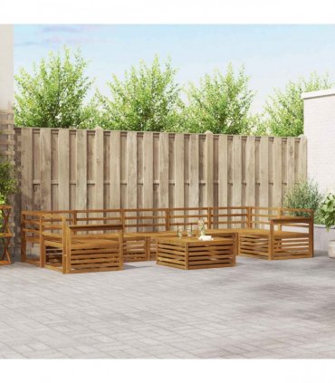vidaXL Outdoor Sofa Set 8 pcs 7-Seaters Natural Solid Acacia Wood